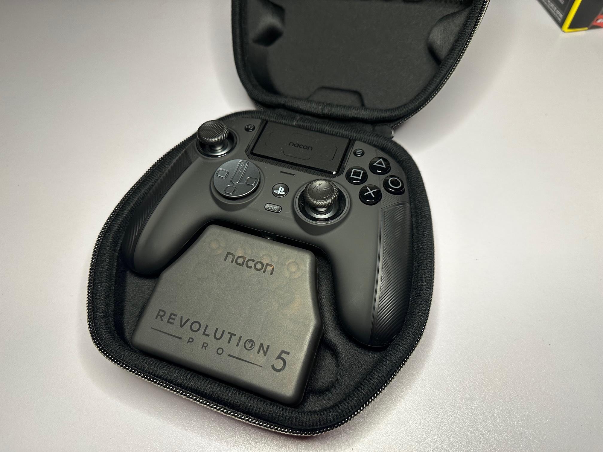 Picture of a black NACON PS5 Revolution Pro controller inside the case